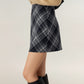Plaid A-Line Mini Skirt with Classic Check Pattern and Wool-Like Texture