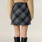 Plaid A-Line Mini Skirt with Classic Check Pattern and Wool-Like Texture