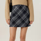Plaid A-Line Mini Skirt with Classic Check Pattern and Wool-Like Texture