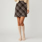 Plaid A-Line Mini Skirt with Classic Check Pattern and Wool-Like Texture
