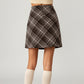 Plaid A-Line Mini Skirt with Classic Check Pattern and Wool-Like Texture