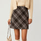 Plaid A-Line Mini Skirt with Classic Check Pattern and Wool-Like Texture