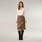 Leopard Print Midi Skirt with Bias Cut and Silky Satin Finish