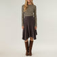 Asymmetrical Midi Skirt with Flowy Hem and Soft Suede-Like Fabric