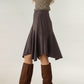 Asymmetrical Midi Skirt with Flowy Hem and Soft Suede-Like Fabric