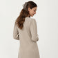 Ribbed Knit Long Sleeve Dress with Puff Shoulder Detail and Relaxed A-Line Silhouette