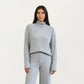 Ribbed Knit Relaxed Fit 2-Piece Set with High Neck Top Soft Stretch Fabric and Wide Leg Pants