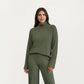 Ribbed Knit Relaxed Fit 2-Piece Set with High Neck Top Soft Stretch Fabric and Wide Leg Pants