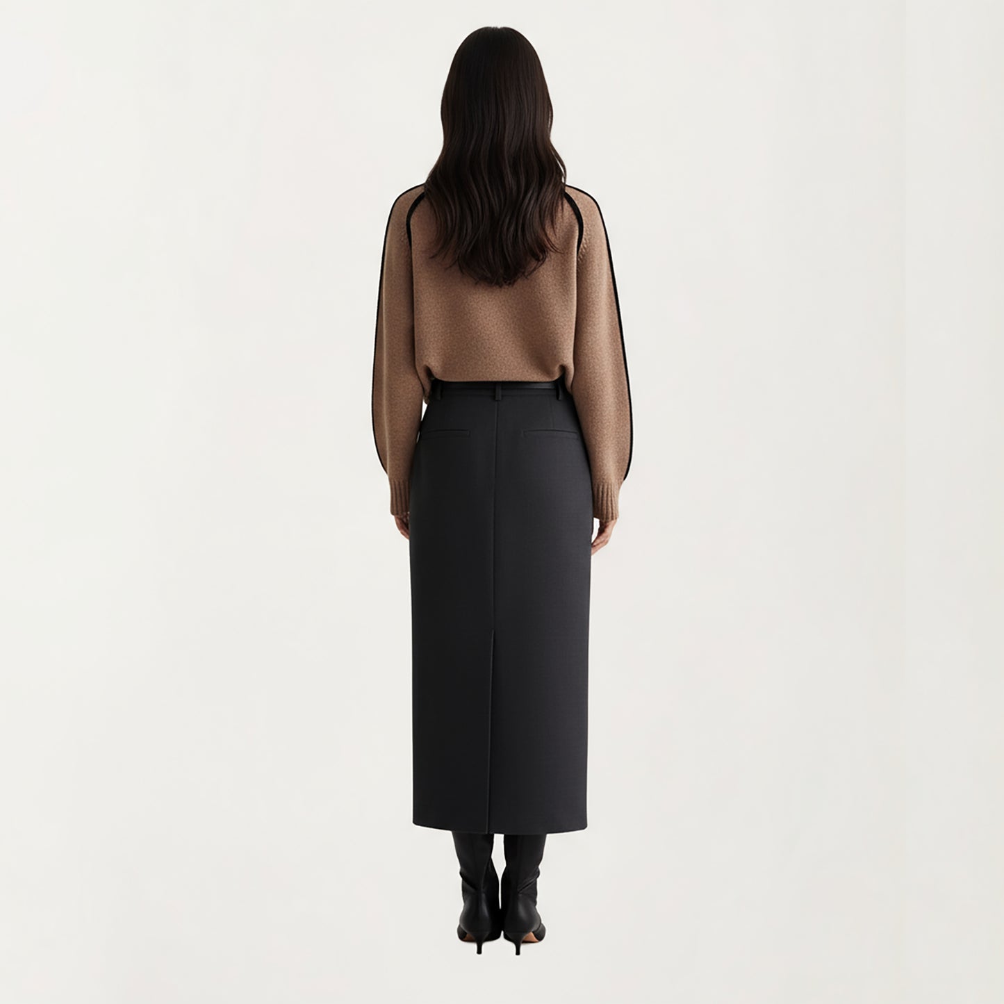 Turtleneck Pullover Top with Contrast Trim Details and Ribbed Hemline for a Clean Modern Silhouette