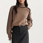 Turtleneck Pullover Top with Contrast Trim Details and Ribbed Hemline for a Clean Modern Silhouette