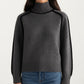 Turtleneck Pullover Top with Contrast Trim Details and Ribbed Hemline for a Clean Modern Silhouette