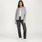 Zip Front Rib Knit Pullover Top with Structured Cuffs and Textured Hem for a Clean Modern Finish