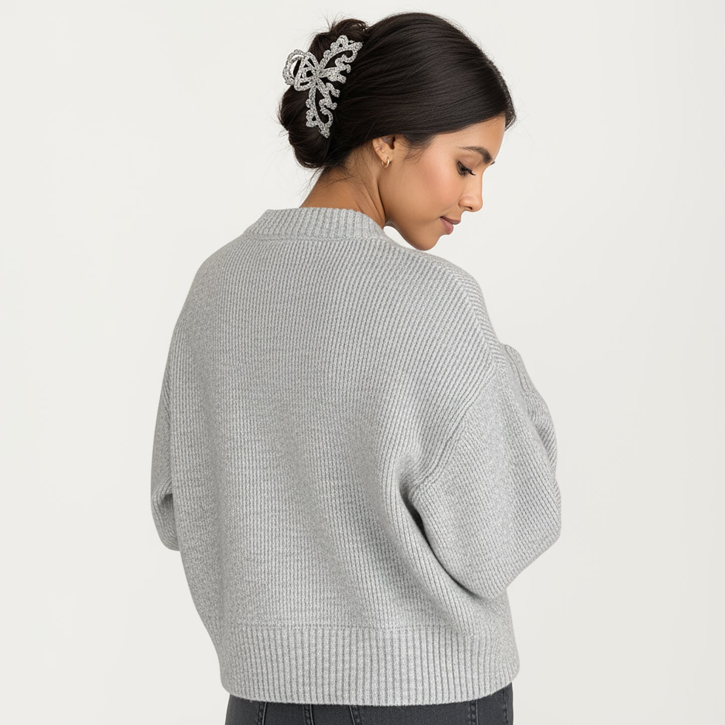 Zip Front Rib Knit Pullover Top with Structured Cuffs and Textured Hem for a Clean Modern Finish