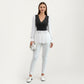 Long Sleeve Layered Top with Ribbed Knit Wrap Bodice, Structured Cuffs, and Flowy Buttoned Hem