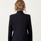 Long Sleeve Button Front Coat with Structured Stand Collar, Clean Panel Lines, and Tailored A-Line Shape