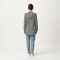 Striped Long Sleeve Hooded Jacket with Front Patch Pockets and Clean Open Front Structured Silhouette