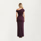One-Shoulder Fitted Maxi Dress with Textured Stretch Knit Fabric and Sleek Contoured Silhouette