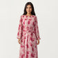 Floral Print Maxi Dress with Ruched Waist Detail, Flowing Long Sleeves and Soft Draped Dress