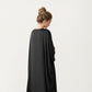 Satin Draped Maxi Dress with Knot Front Detail, Flowing Wide Sleeves and Soft Fluid Silhouette