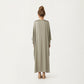Satin Draped Maxi Dress with Knot Front Detail, Flowing Wide Sleeves and Soft Fluid Silhouette