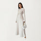 Rib Knit Maxi Dress with Contrast Collar Detail, Long Sleeve Silhouette and Soft Stretch Texture for Refined Everyday Styling