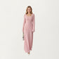 Rib Knit Maxi Dress with Square Neckline, Long Sleeve Silhouette and Soft Textured Detailing for Refined Everyday Styling