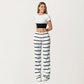 Striped Drawstring Lounge Pants with Elastic Waistband and Relaxed Wide Leg Fit
