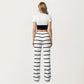 Striped Drawstring Lounge Pants with Elastic Waistband and Relaxed Wide Leg Fit