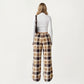 Plaid Wide Leg Drawstring Lounge Pants with Elastic Waistband and Relaxed Fit