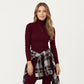2-Piece Set Ribbed Knit Turtleneck Top and Slim Fit Pants