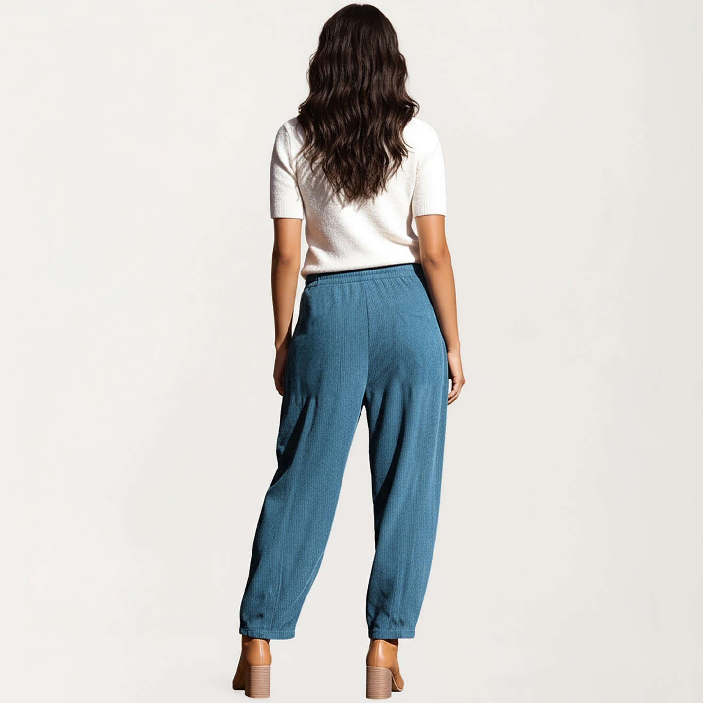 Drawstring High Waist Relaxed Fit Pants with Front Patch Pockets