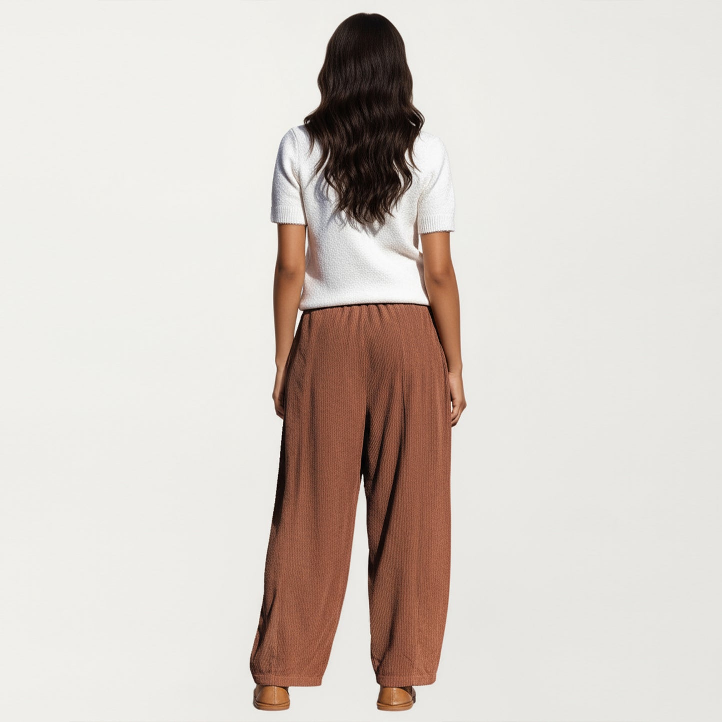 Drawstring High Waist Relaxed Fit Pants with Front Patch Pockets