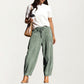 Drawstring High Waist Relaxed Fit Pants with Front Patch Pockets