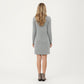 Long Sleeve Knit Dress with Side Button Detail and Crew Neckline