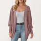 Open Front Knit Cardigan with Dolman Sleeves and Relaxed Fit