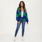 Bold Stripe Knit Cardigan with Ribbed Hem and Balloon Sleeves