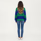 Bold Stripe Knit Cardigan with Ribbed Hem and Balloon Sleeves