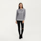 Long Sleeve Textured Knit Pullover Top with Asymmetrical Button Detail and Ribbed Hem