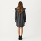 Long Sleeve Ruffle Shoulder Mini Dress with V-Neckline and Relaxed Fit