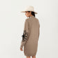Long Sleeve Turtleneck Sweater Dress with Abstract Floral Appliqu¨¦ Design