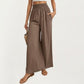 High Waist Smocked Wide Leg Pants with Side Pockets and Relaxed Fit