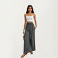 High Waist Smocked Wide Leg Pants with Side Pockets and Relaxed Fit