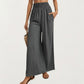 High Waist Smocked Wide Leg Pants with Side Pockets and Relaxed Fit
