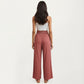 High Waist Smocked Wide Leg Pants with Side Pockets and Relaxed Fit