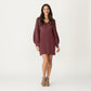 Long Sleeve Knit Sweater Dress with Textured Stitch Detail and Balloon Sleeves