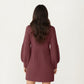 Long Sleeve Knit Sweater Dress with Textured Stitch Detail and Balloon Sleeves