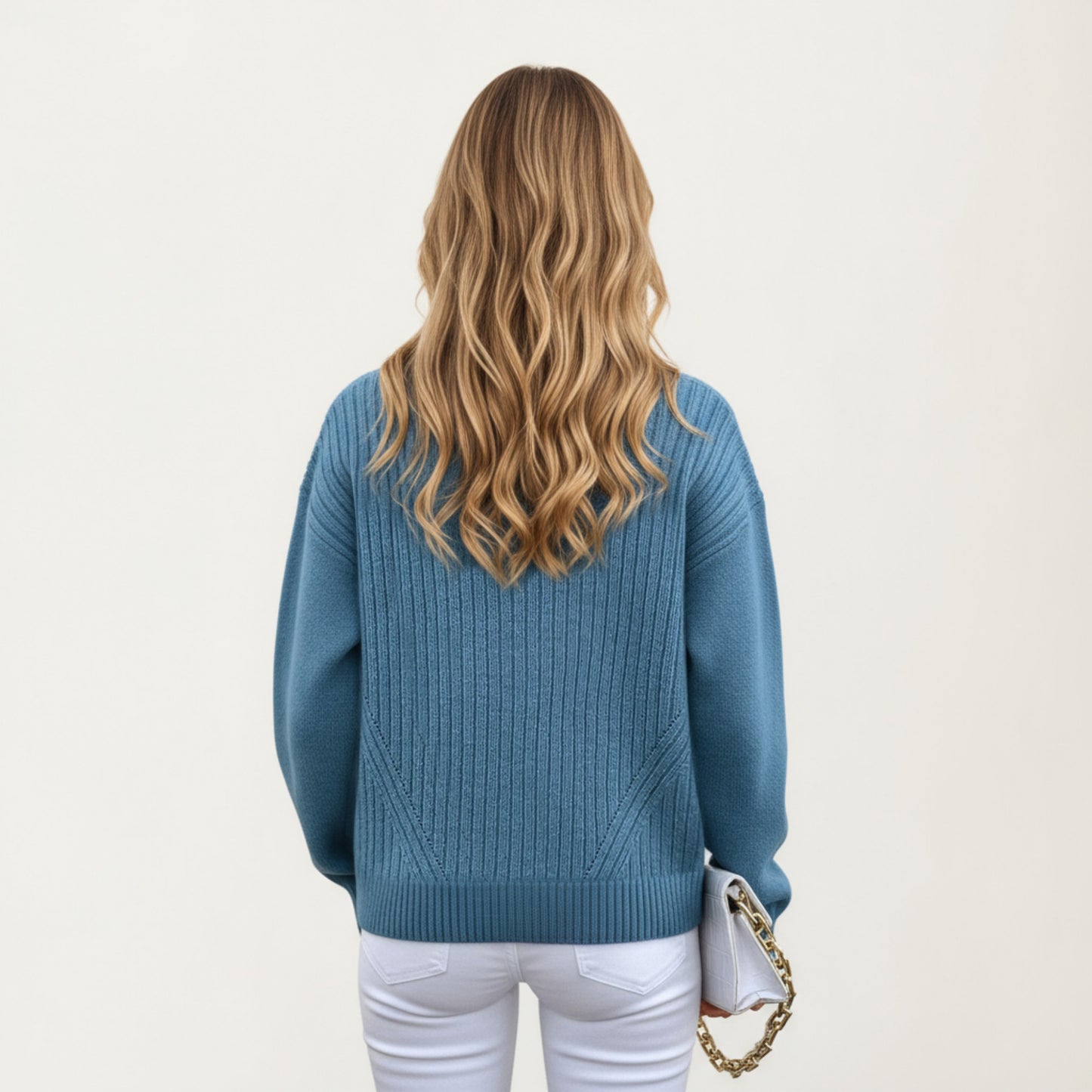 Ribbed Knit Zip-Up Cardigan with High Collar and Long Sleeves