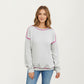 Long Sleeve Pullover Sweatshirt with Contrast Piping Detail and Relaxed Fit
