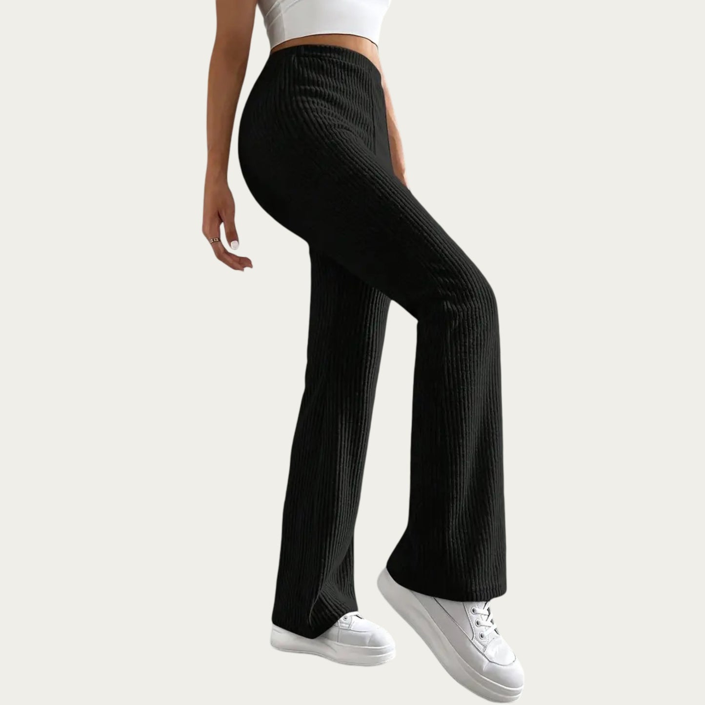 Soft Ribbed Knit Lounge Pants with Flared Leg Silhouette and Comfortable High Waist Fit for Relaxed Everyday Comfort