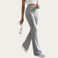 Soft Ribbed Knit Lounge Pants with Flared Leg Silhouette and Comfortable High Waist Fit for Relaxed Everyday Comfort